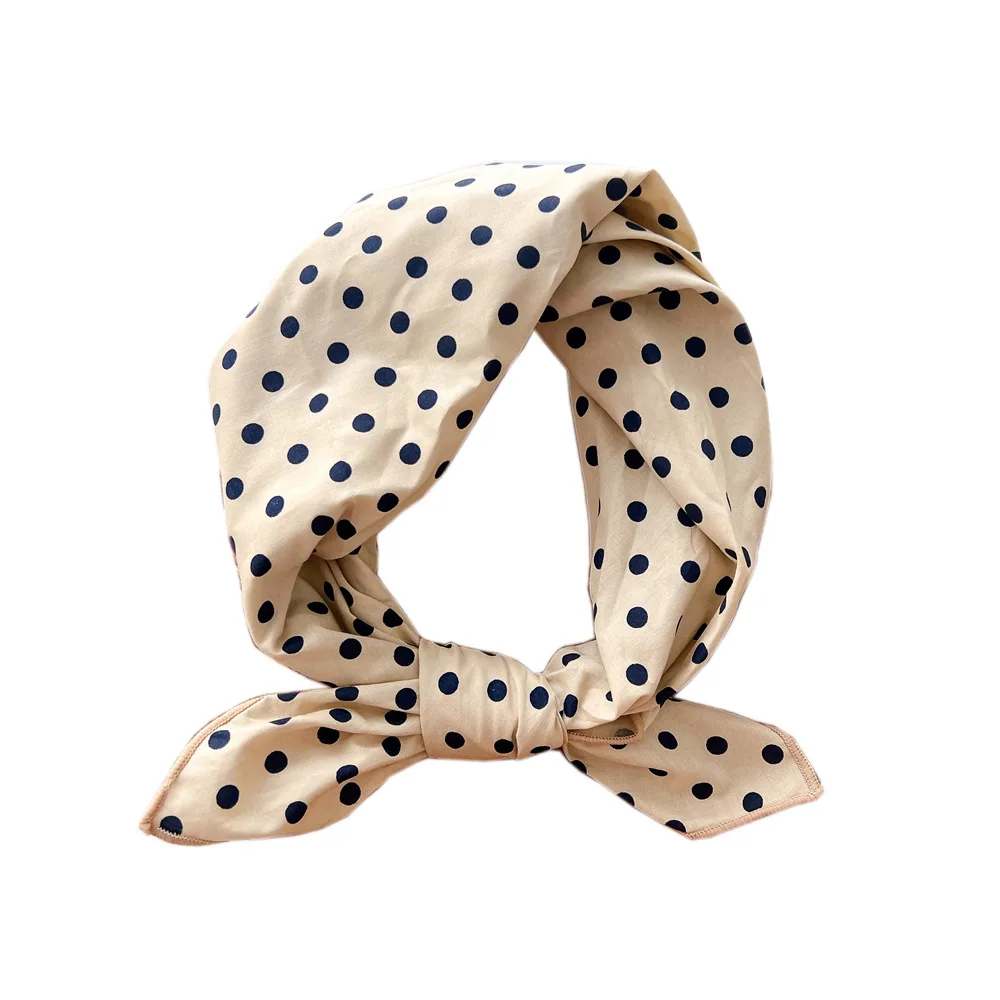 

58 см головной шарф в горошек, квадратные женские шарфы с цветочным принтом, бандана из хлопка и льна, аксессуары для обертывания волос