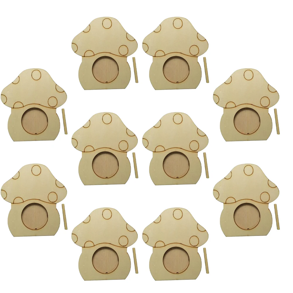 

10pcs Pendant Wooden Cartoon Mushroom Picture Frame Easter DIY Picture Frame