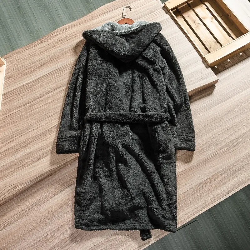 Fall/winter Coral Wool Bathrobes For Men And Women Flannel Thickening Home Wear Sleep Night Robe