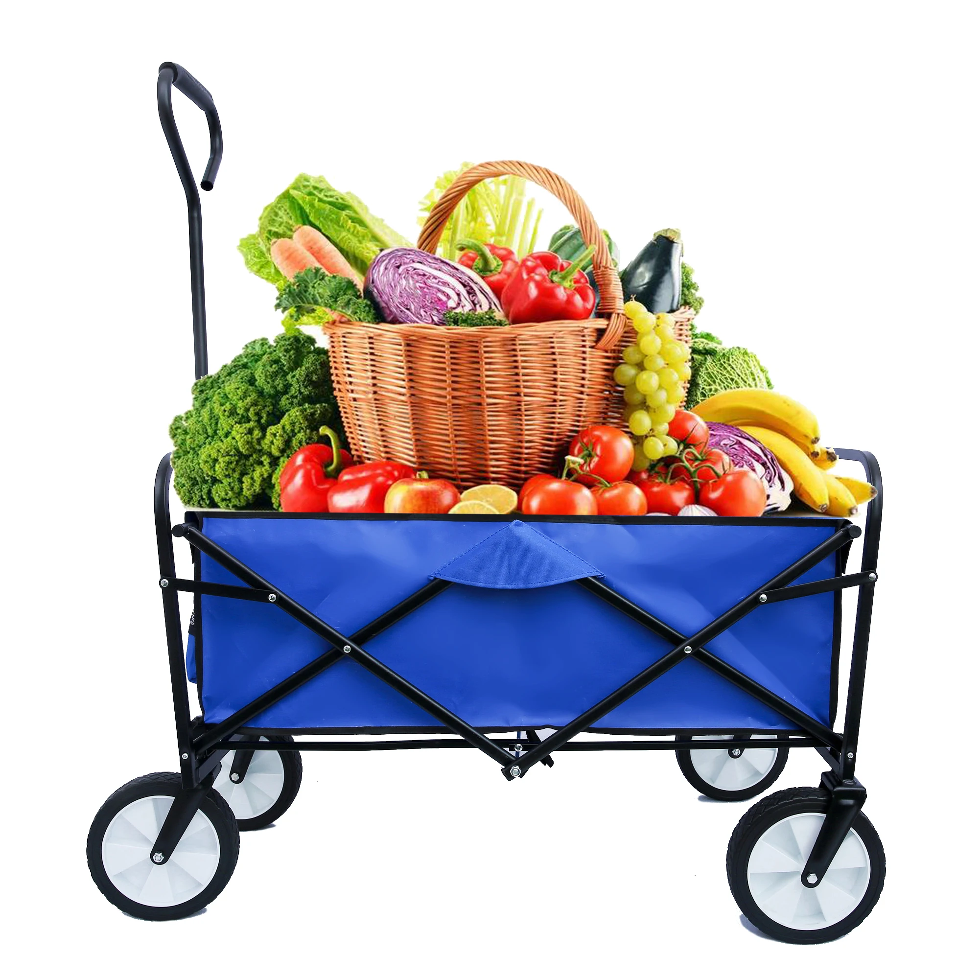 Folding Wagon Garden Shopping Beach Cart  for Picnic Bbq Trolley