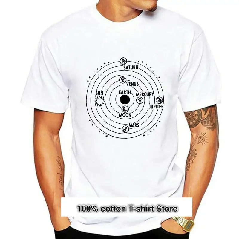 

Camiseta del Sistema Solar, camisa del horóscopo espacial, Planeta, Tarot, lectura del sol, impresa, Top