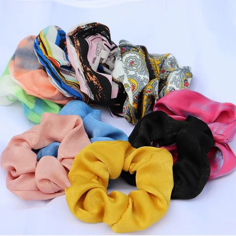 

Tropical Print Hair Scrunchie Headband for Women Elastic Hair Bands Rings Girls Headwear Ponytail Holder Hair Rubber Accessories
