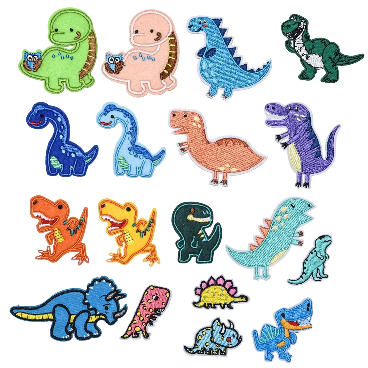 

18Pcs Cartoon Dinosaur Series Ironing Embroidered Patch For on Diy Clothes Hat Jeans Sticker Sew Applique embroidery accessory