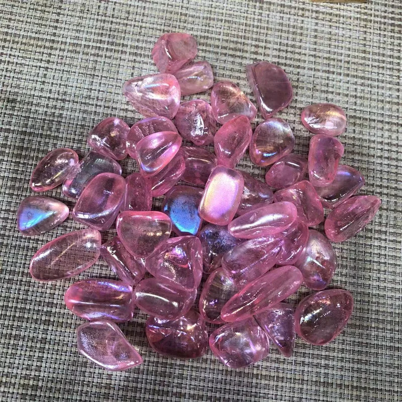 

Natural Polished Gems Aura Pink Quartz Crystal Tumbled Stones Healing Reiki Gemstones Decoration