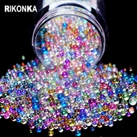 colorful bubble crystal caviar beads nail art rhinestones 3d mix size micro glass bead nail parts for diy french charms manicure