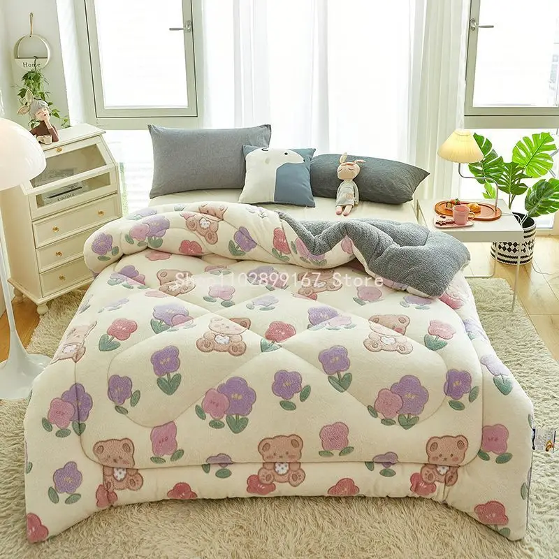 

Super Soft Quilt Winter Thickened Comforter Warmth Cotton Soft King Queen Full Size Patchwork Quilt Bedding Comforter