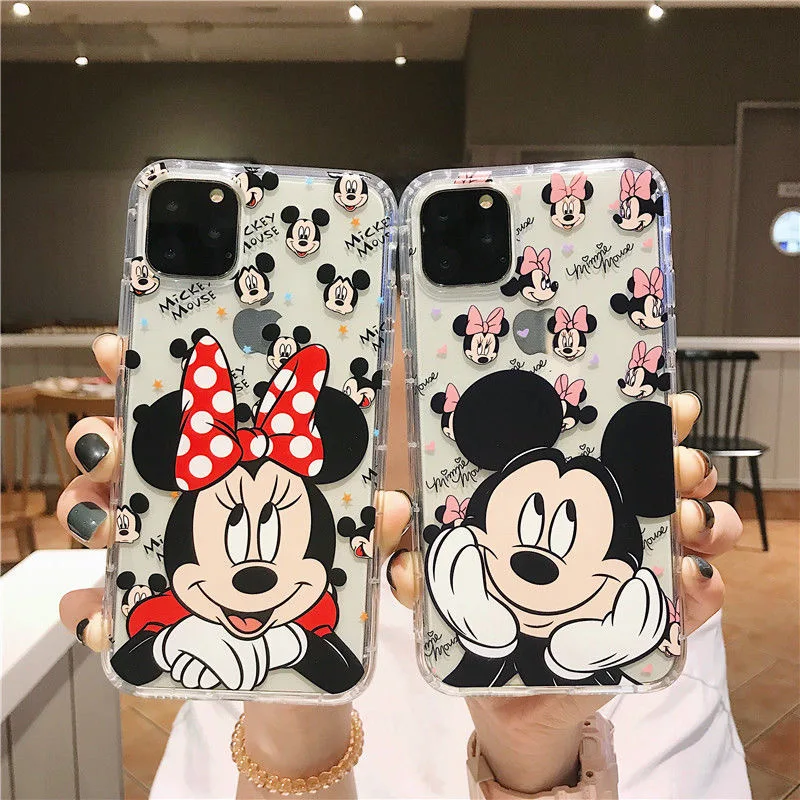 

Cute Cartoon Disney Mickey Minne Silicone Case For iPhone 13 12 11 Pro Max Mini XR XS MAX 8 X 7 SE 2022 Shockproof Soft Cover