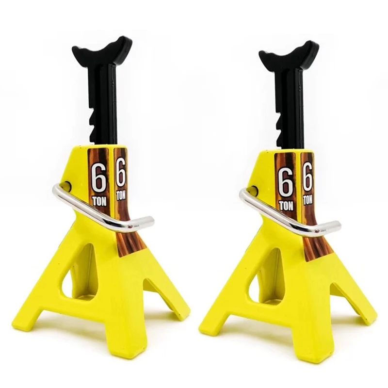 

2X Metal Jack Stands 6 Ton Height Adjustable For 1/10 RC Crawler Truck Trx4 SCX10 Simulation Climbing Vehicles-Yellow