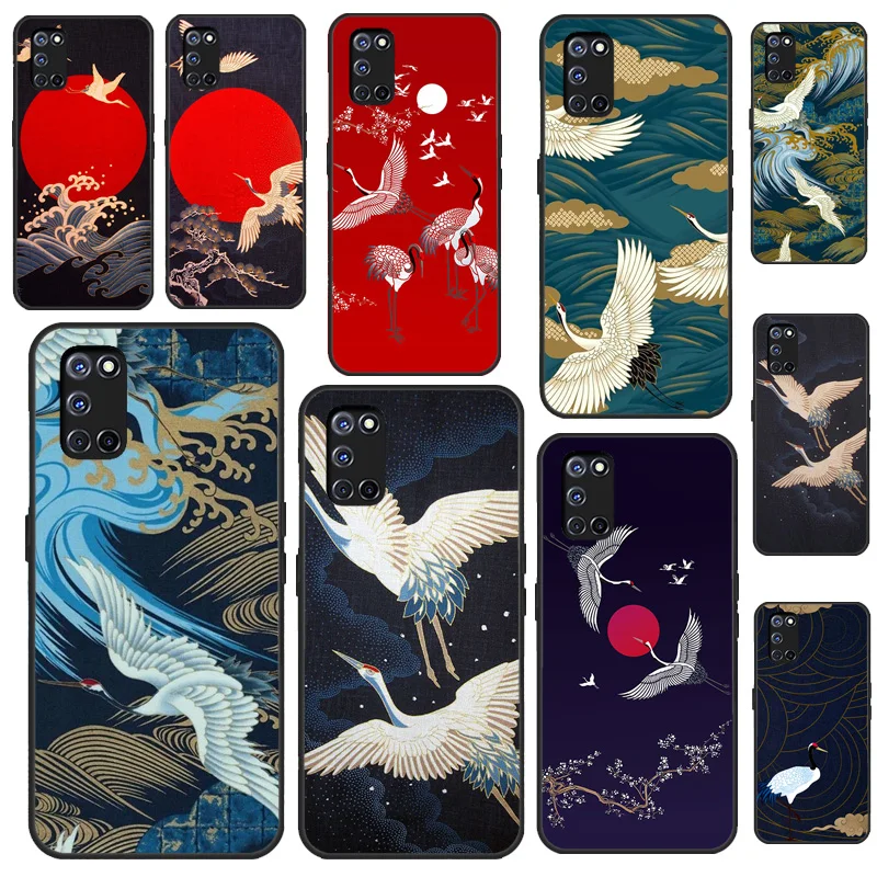 Чехол с красно-короночным краном в японском стиле для OPPO A9 A5 A31 A53 2020 Find X2 X3 Pro Reno 2 Z