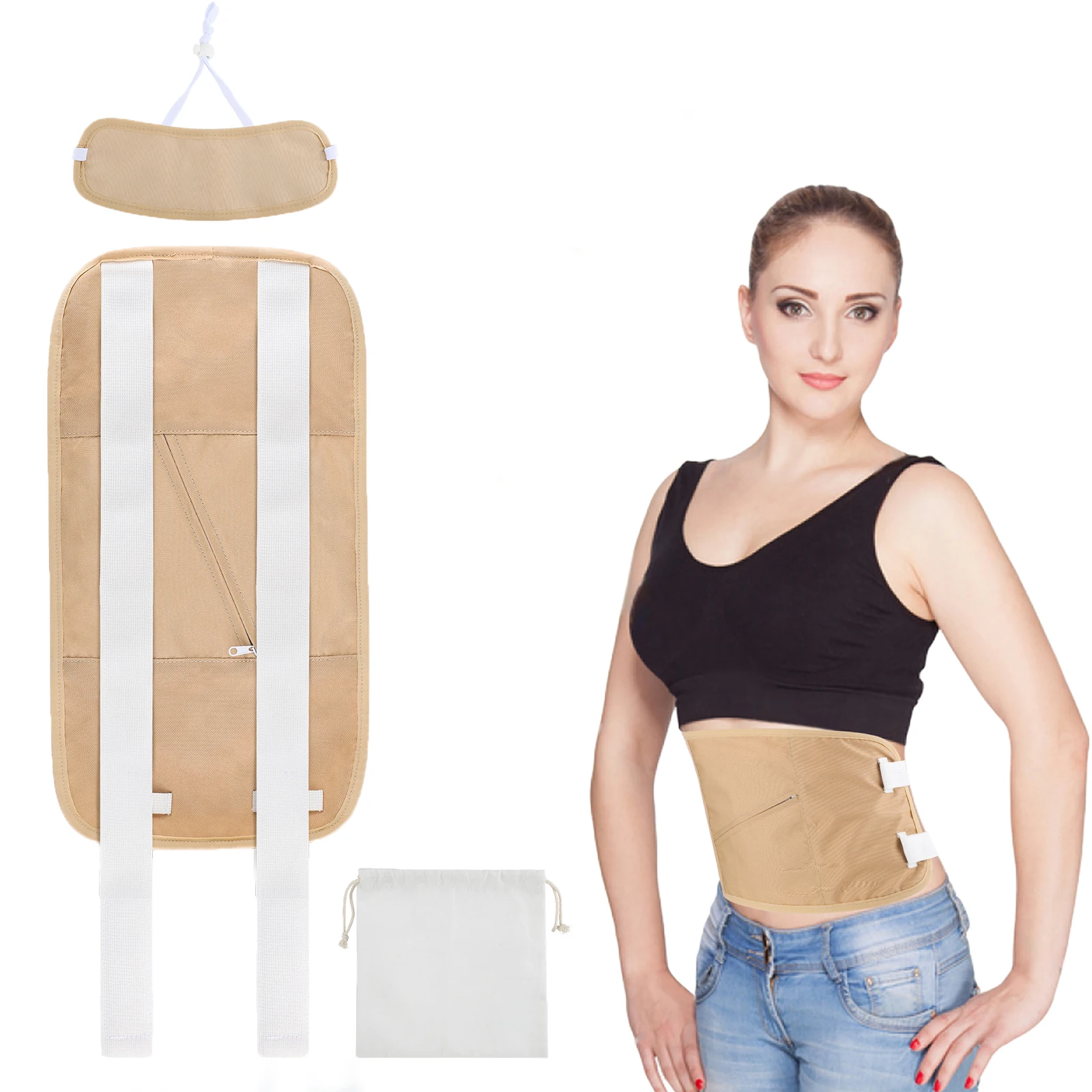 

Касторовое масло пакет обертывание меньше-беспорядок двухслойный карман на молнии дизайн анти-утечка водонепроницаемый регулируемый ремень снимает бессонницу тревога