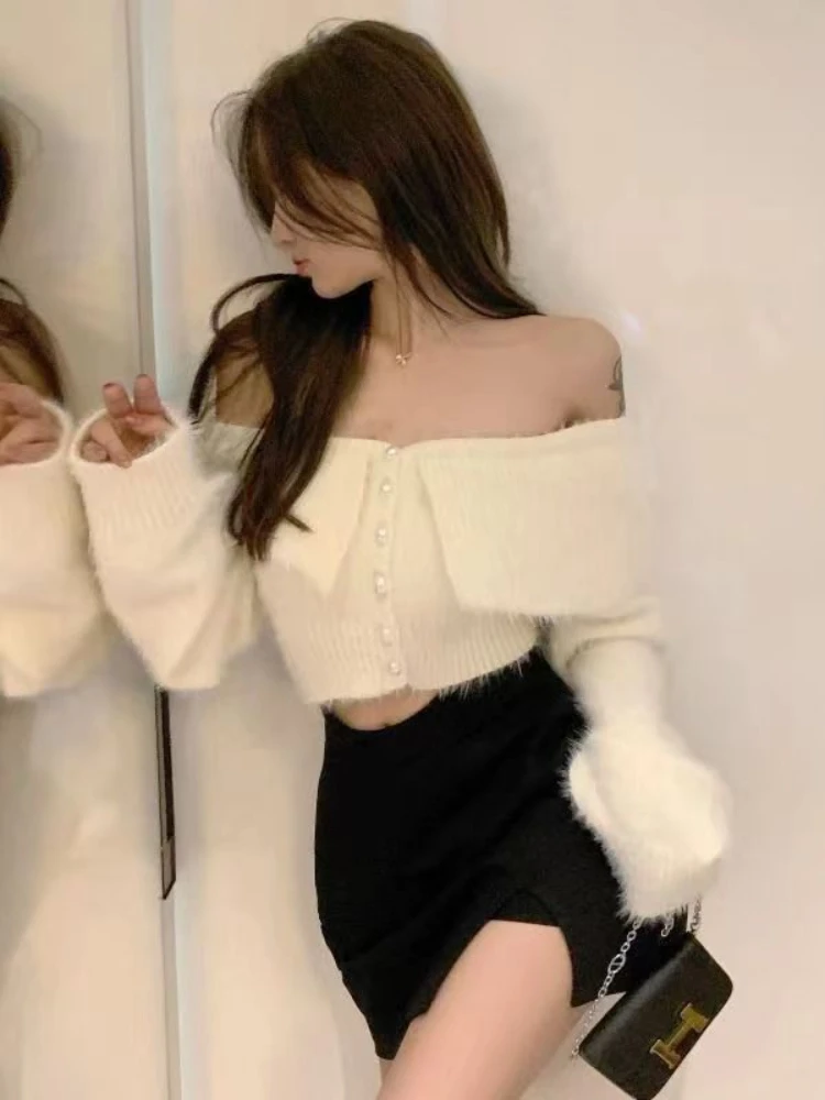 QWEEK Y2k Coquette сексуальный кардиган с открытыми плечами женский старый денежный