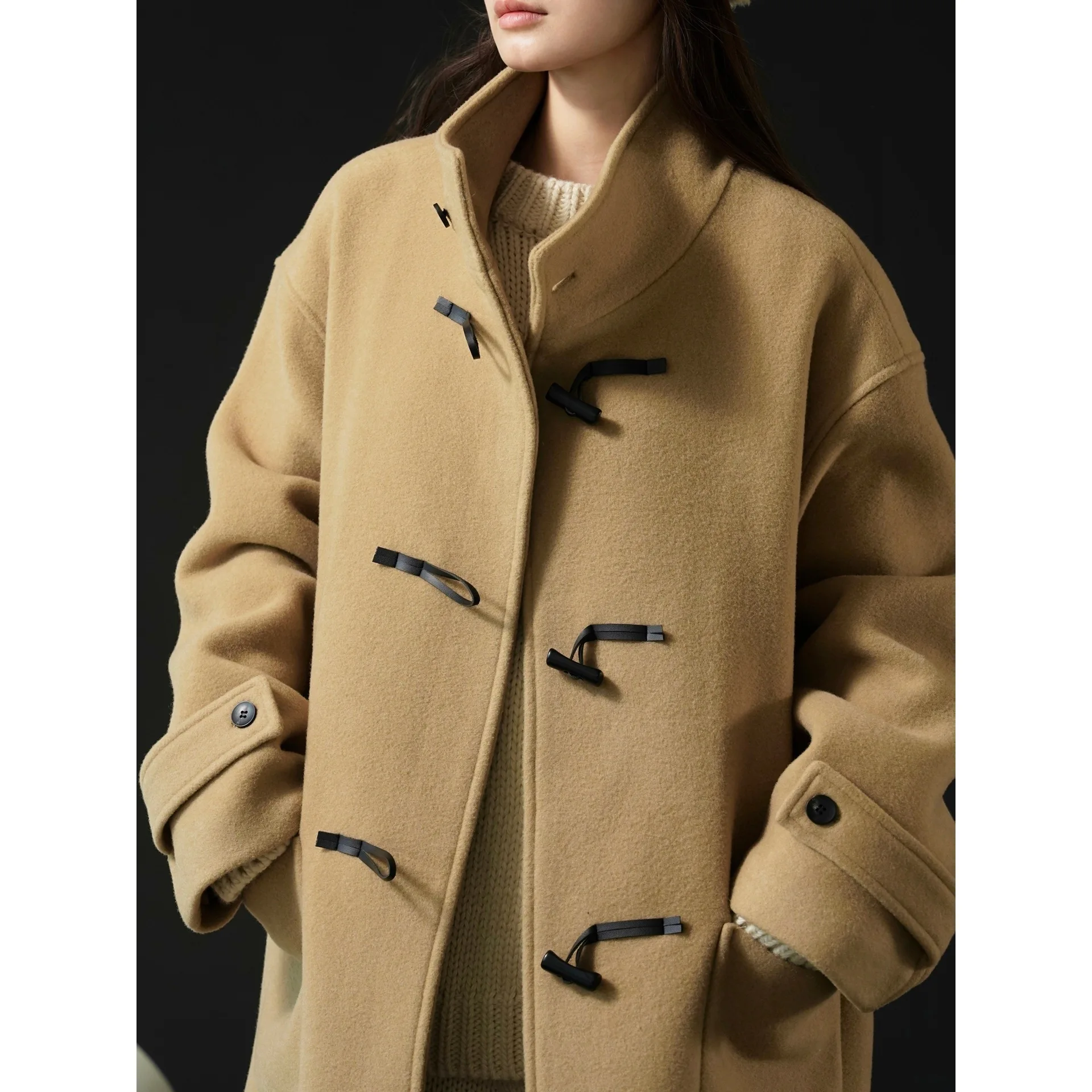 Пальто женское твидовое из австралийской шерсти в стиле Ретро