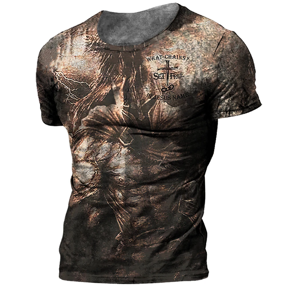 

Футболка мужская с винтажным принтом рыцаря, уличный пуловер, летний топ с коротким рукавом в стиле хип-хоп, повседневная одежда