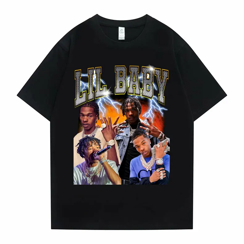 Rapper Lil Baby Hip Hop Oversized Graphic Print Tshirt Short Sleeve Regular Men's Tees Summer Men Women Fashion Vintage T Shirts