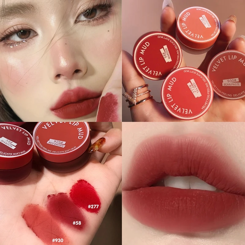 

Canned Mousse Lipsticks Waterproof Lasting Non Stick Cup Velvet Matte Texture Lip Mud Red Brown Lip Gloss Women Beauty Cosmetics
