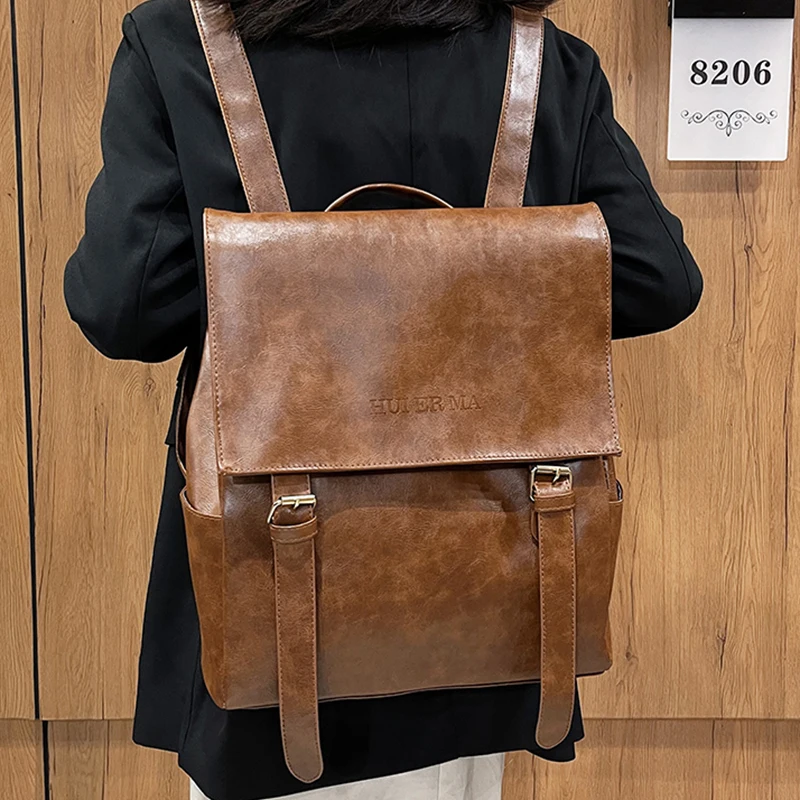 

Vintage Oil Wax Leather Women Backpack Fashion School Backpack Shoulder Bags for Women 2022 New Large Capacity Travel Backpack