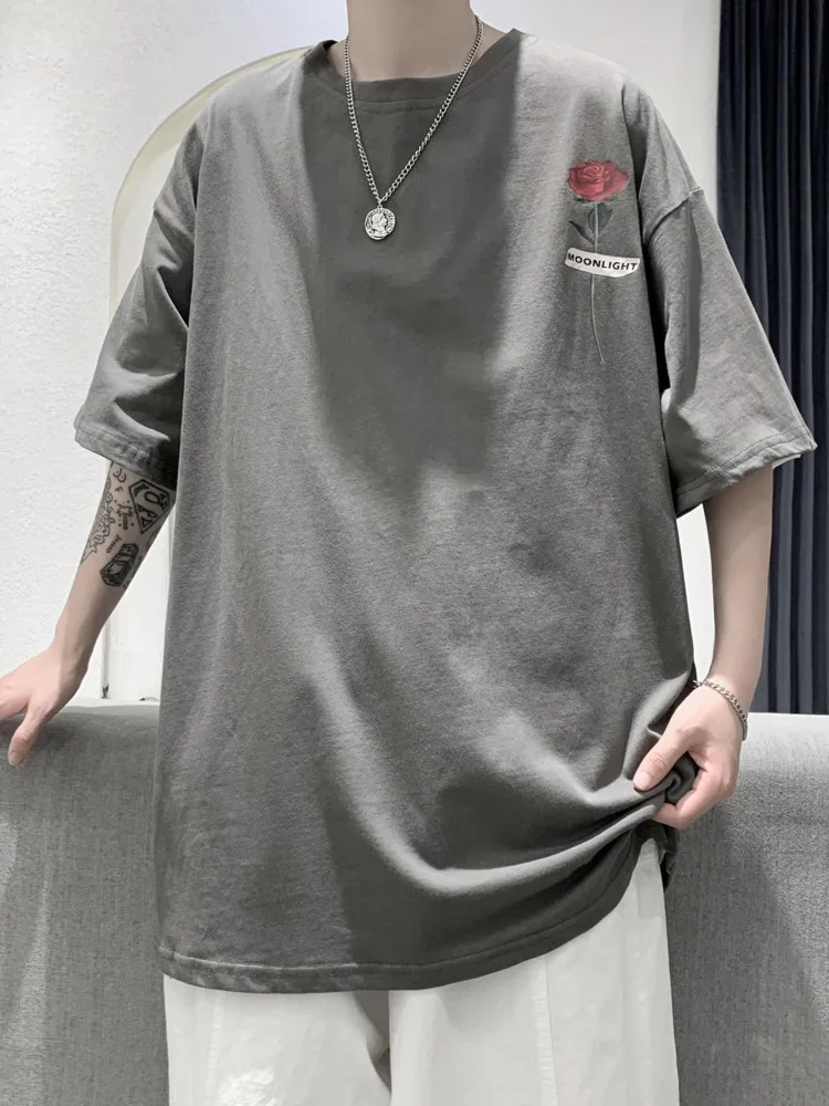 

Футболка SYUHGFA мужская с принтом роз, уличная одежда, оверсайз, Повседневная рубашка в стиле Харадзюку, топ с коротким рукавом, лето 2022