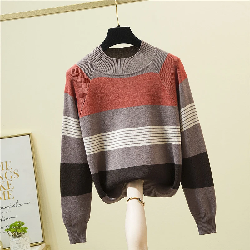

Striped Sweater Women Pullover Knitted Long Sleeve Top Winter Clothes Korean Style Loose Casual Sweaters Pull Femme Hiver 2022