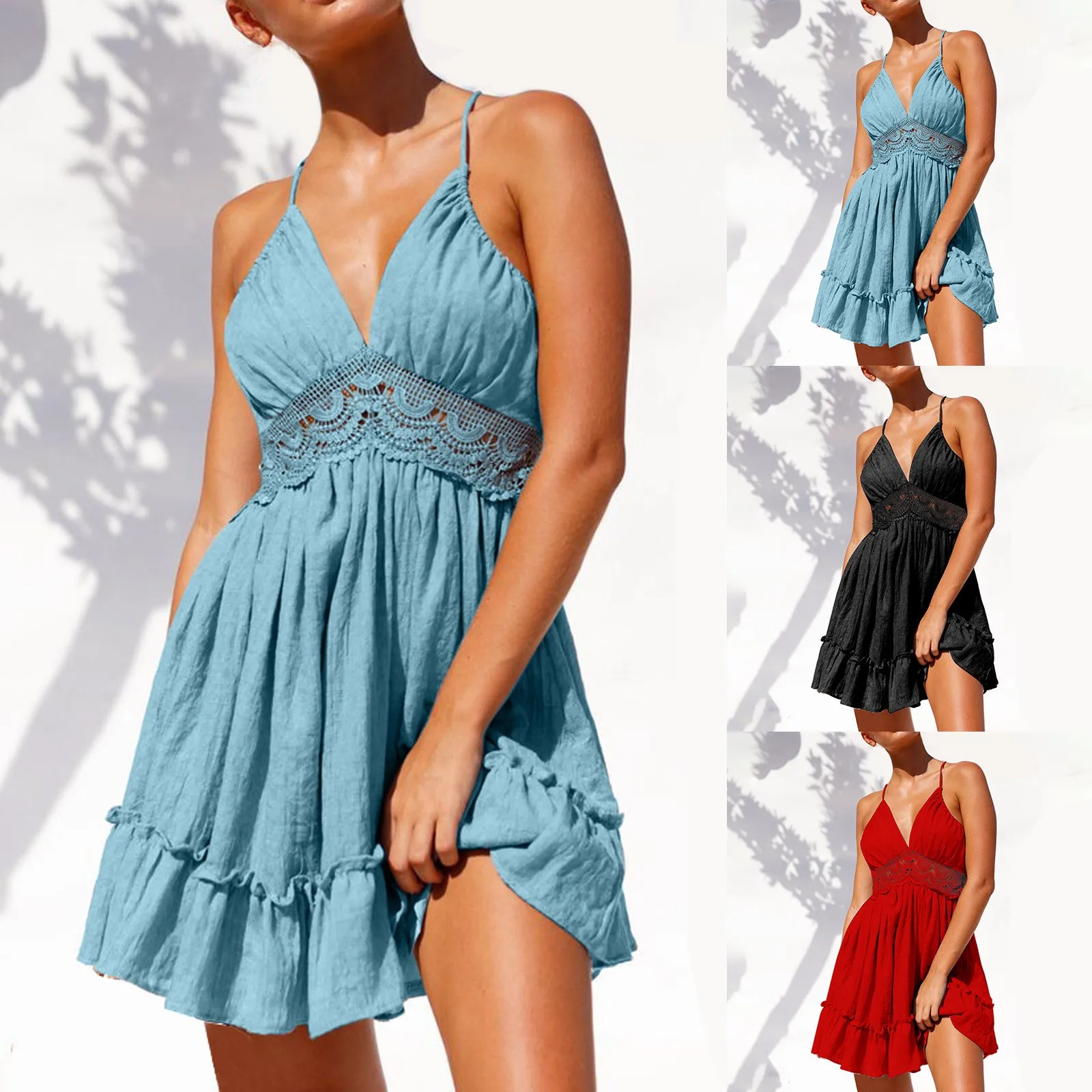 

Женское Летнее сексуальное кружевное Платье-комбинация с открытой спиной и вырезом на талии, красивые универсальные модные платья, Женское...