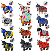 kids toys building block warhorse accessories compatible minifigure wholesale mount roman knight warhorse armor specialty store