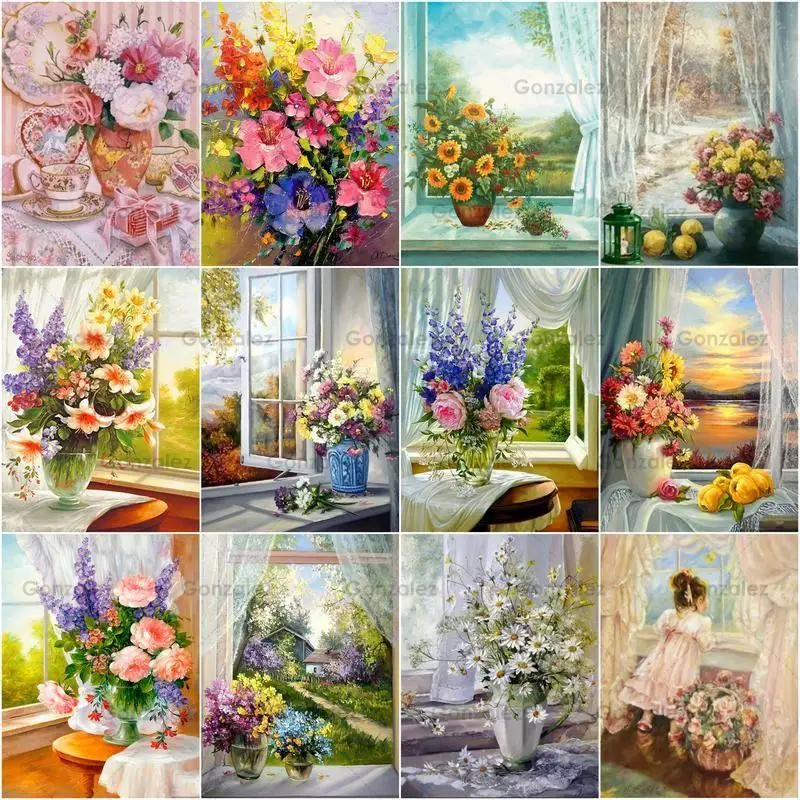 

Flowers Floral Vase Scenic 5D Diy Diamond Painting Full Drill Embroidery Home Room Decoration Gifts Art Mosaic Cross Stitch Kits