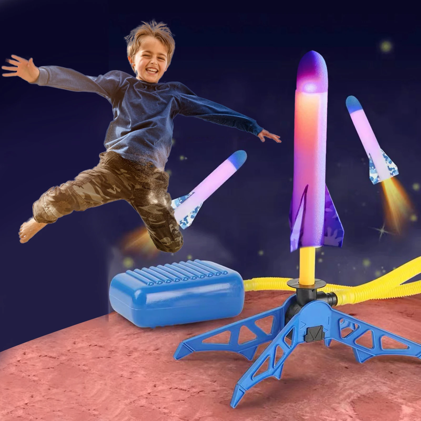 

Kid Air Pressed Rocket Pedal Games Outdoor Sports Kids League Launchers Step Pump Skittles Children Foot Family Game Toy