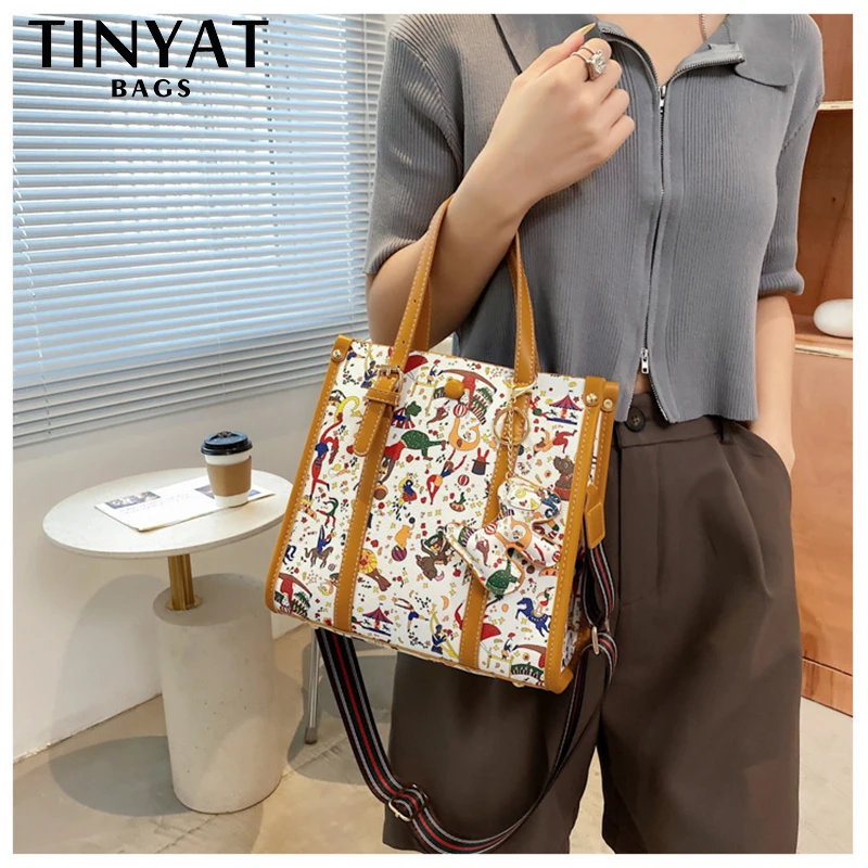

TINYAT PU кожаная дизайнерская модная сумка через плечо, роскошные дорожные сумки, женские сумки через плечо с граффити