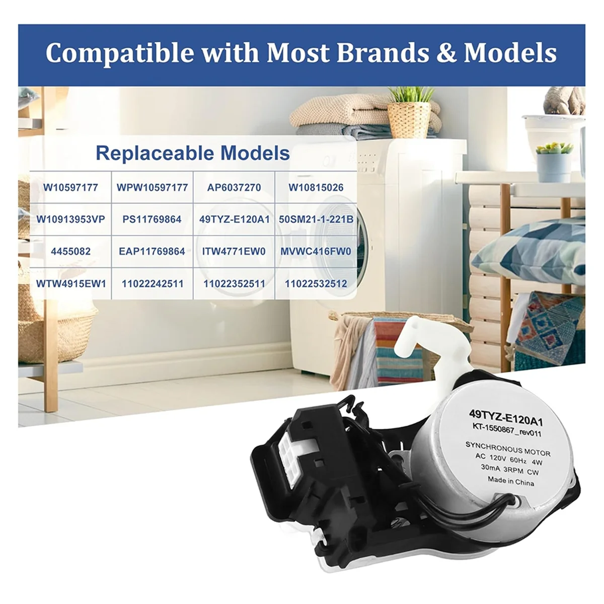 В 10913953 49tyz-E120a1 Привод переключения шайбы для Whirlpool Amana Kenmore Maytag Замена деталей W