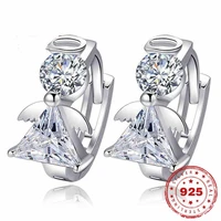 925 silver color jewelry earring for women cz diamant wedding 925 jewelry garnet stud earring for women orecchini jewelry