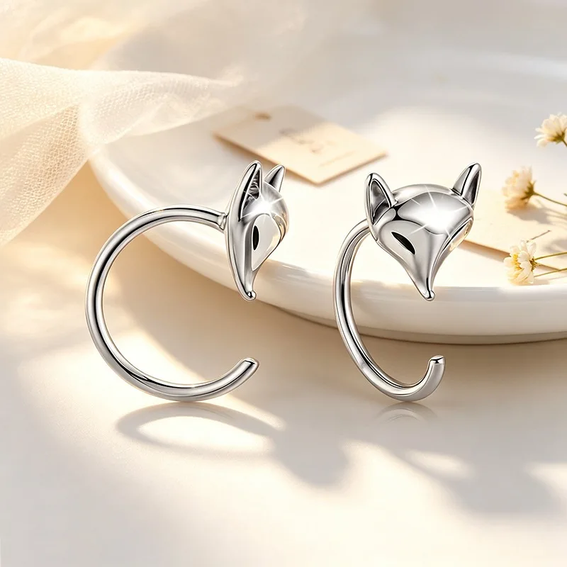 Фото Серьги-крючки Smart Fox из стерлингового серебра 925 пробы, креативные, в виде животных, милые, 3985 №2