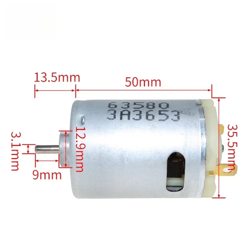 

RS540 Высокоскоростной двигатель 3 В 6 В 9 В Модель Электрический инструмент Пылесос Power Violence 540 Двигатель высокой мощности 11800-28200 об/мин Ось 9 мм