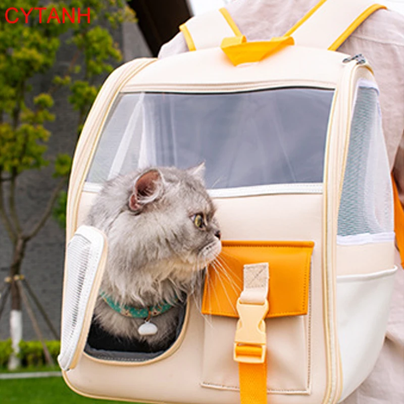 

Pet Cat And Dog Going Out Carrying Bag Space Capsule Backpack Double Cage Shoulder Transparent Breathable Waterproof Portable