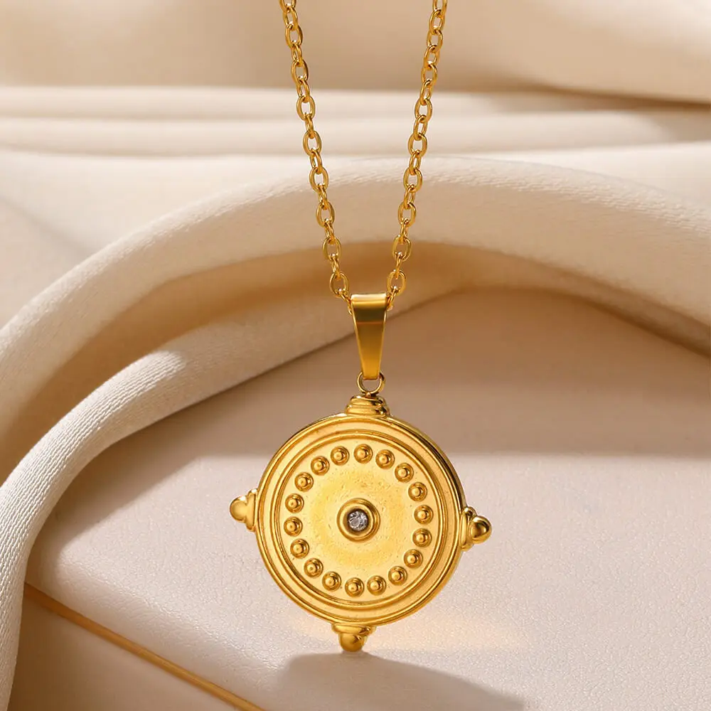

Fashion Gold Color Stainless Steel Necklace Geometric Pendant Amulet Bohemian Style Jewelry Accessories For Women Gift