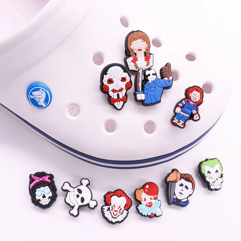

Mix 50PCS PVC Croc Charms Horrible Catoon Anime Skull Sandals Shoes Decoration Hole Slipper Accessories Ornaments Fit Wristbands