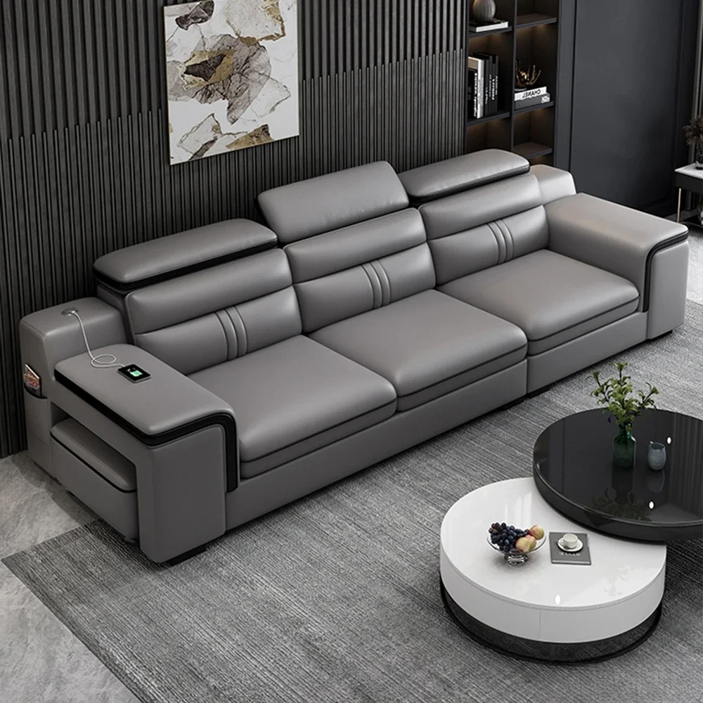 Набор кожаных секционных диванов с подстаканником USB регулируемые подголовники