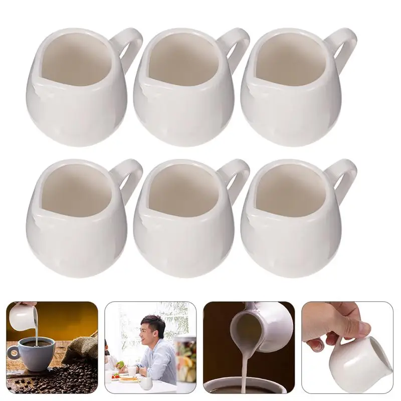 

6Pcs Household Ceramic Milk Storage Jugs Sauce Jugs Storage Containers (White)