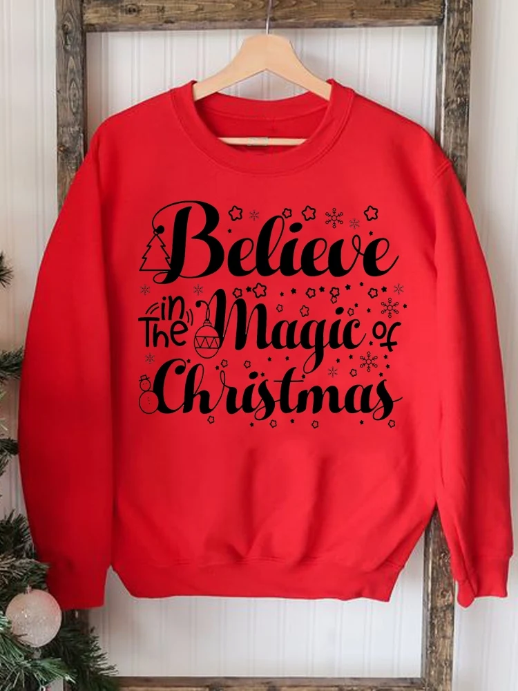 

Merry Christmas Pullovers Clothing Women Fashion Printing Letter Trend Lovely Female Casual O-neck Graphic Sweatshirts