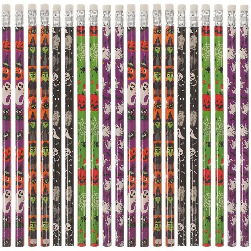 

50pcs Halloween Pattern Pencils Basswood Pencils Eco-friendly Writting Pens (Random Color)