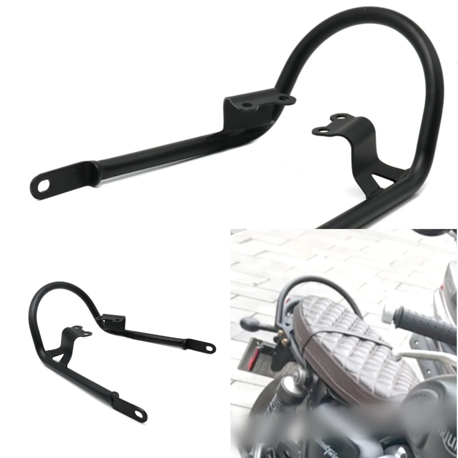 Поручень для заднего пассажира и крепление на стойку Bonneville T120/черный 2020 2021 2022