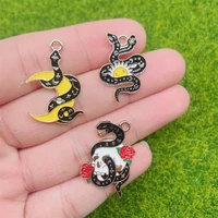 20pcs black snake necklace pendant sun moon rose medusa charm for earrings making diy alloy animal charms jewelry accessories