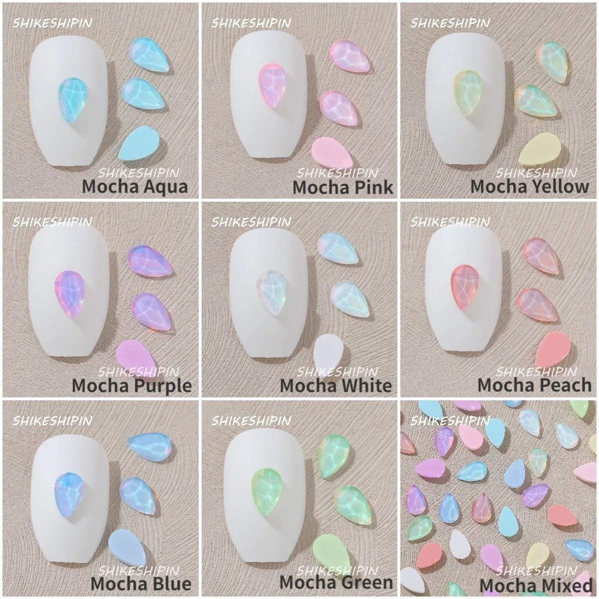 Неоновый мокко 5 2x8 мм каплевидные оптовые стразы для дизайна ногтей с плоским