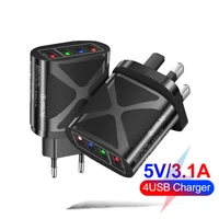 48w usb charger 4 port quick charge qc 3 0 wall travel phone fast charging for samsung xiaomi mi 11 eu us uk plug adapter