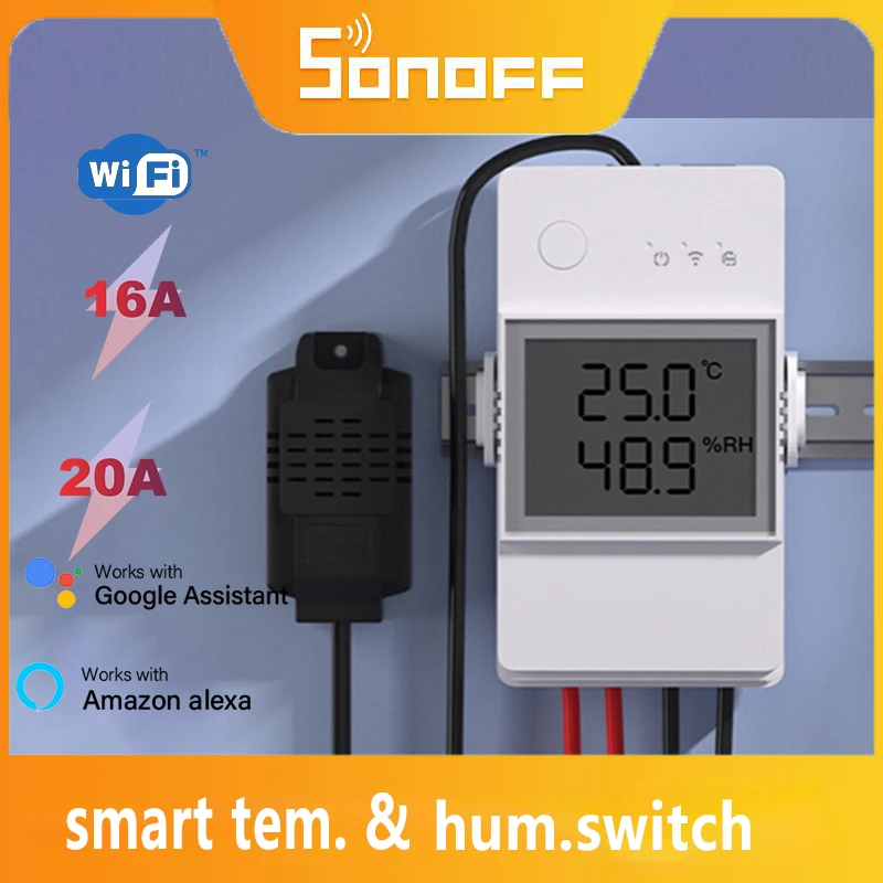 

Смарт-переключатель SONOFF TH Elite, 16 А, 20 А, с ЖК-дисплеем