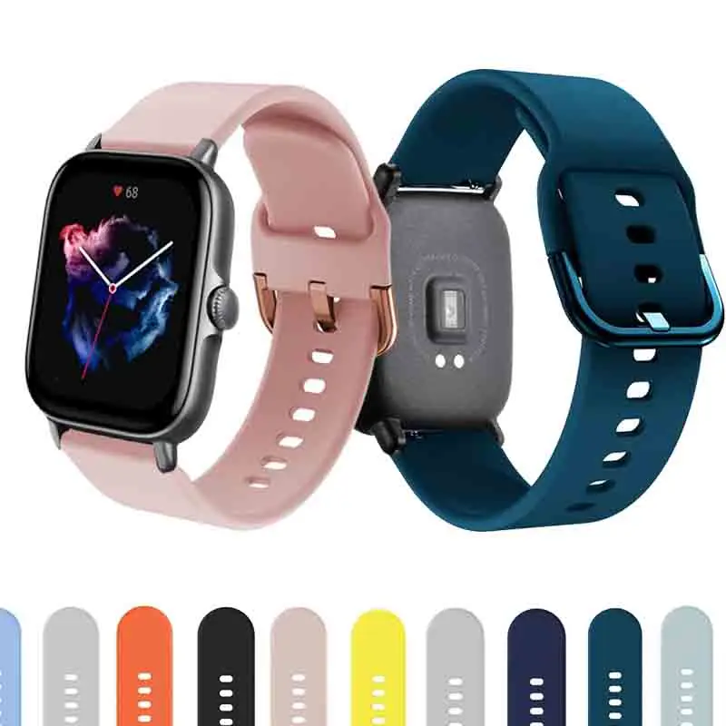 

Ремешок силиконовый для смарт-часов Amazfit Bip Gts/2/3/2E/mini, браслет для Galaxy watch 4/classic/46 мм/42 мм/44 мм/40 мм, 20 мм 22 мм