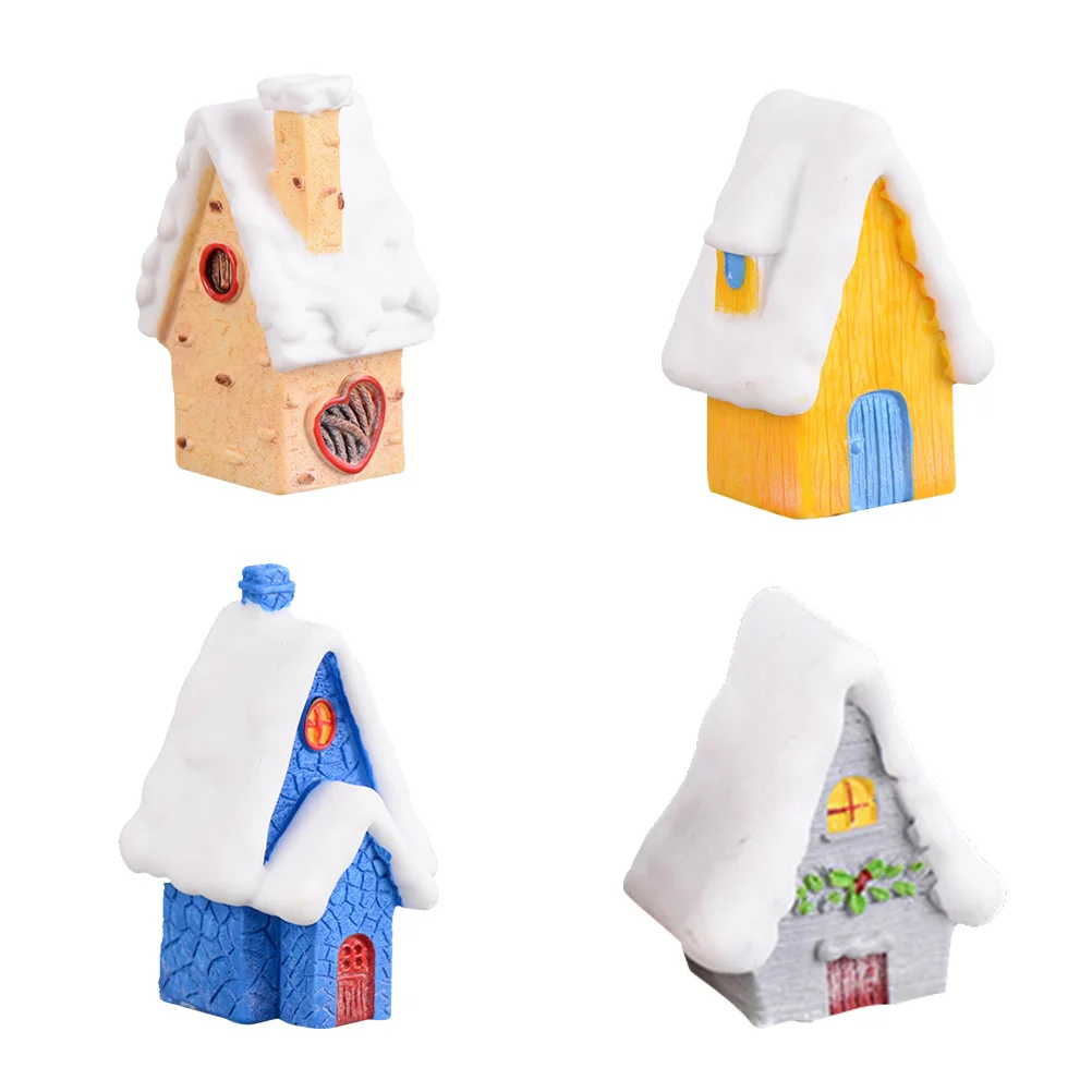 

1PC Mini Snow House Decorative Mini House Resin Ornament DIY Crafts Small Villa