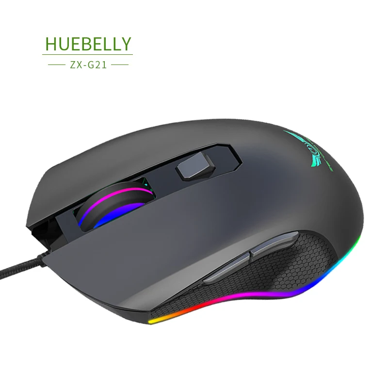 

HUEBELLY G21 Chicken Eating E Sports Game Mouse Factory Directly Provides Mechanical Macro Define RGB Colorful Luminous Running