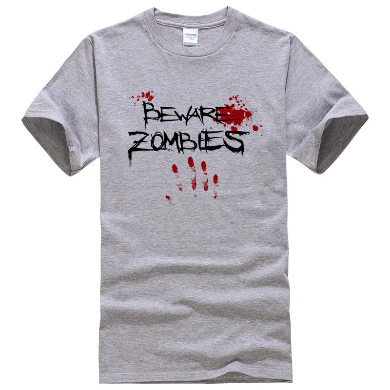

2022 Cotton Men Women Letter Beware Zombies T Shirt Vintage Graphic Cool T-Shirt European Size Short Sleeves T Shirt