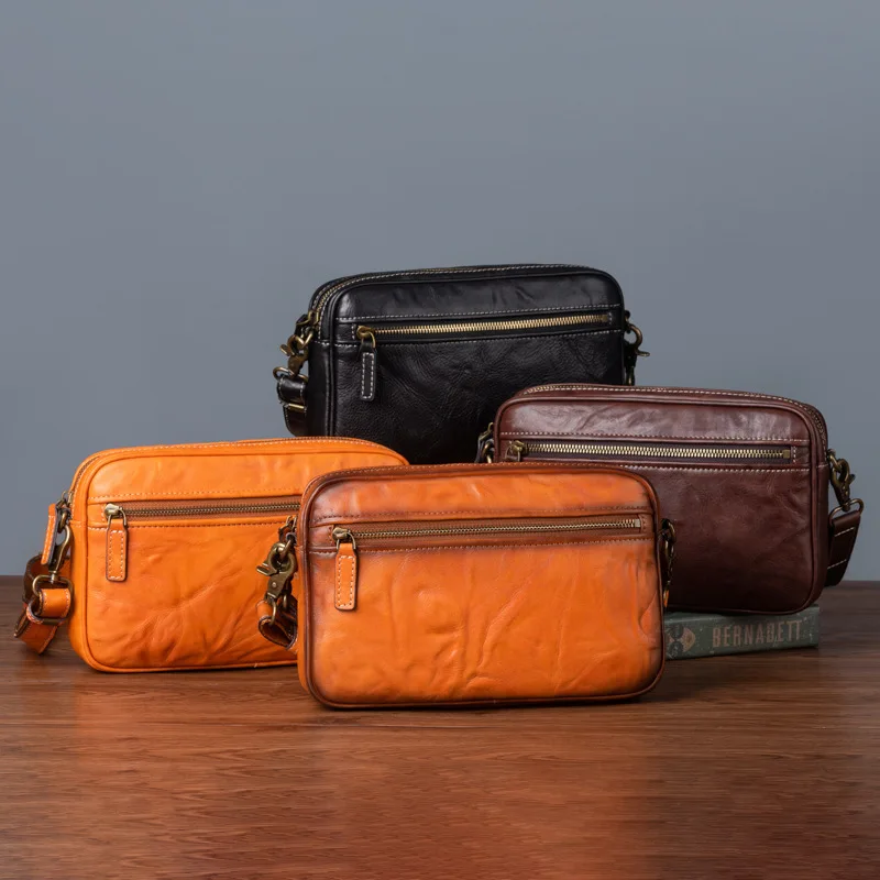 Мужская кожаная сумка-мессенджер на плечо кошелек