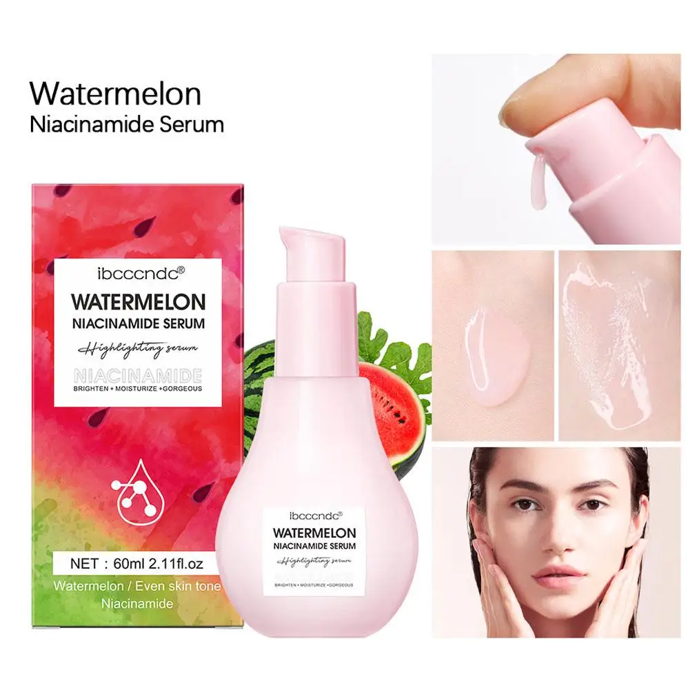 

New Watermelon Glow Niacinamide Dew Drops Hydrating Facial Serum Lightweight Liquid 60ml Serum Priming Highlighter T5W3