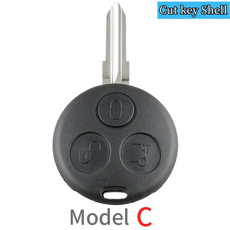 

3-кнопочный Корпус ключа для автомобиля, брелок, необработанный пустой лезвие, дистанционный ключ, быстрая замена крышки, подходит для Benz Smart Car Roadster для двух-No Chip
